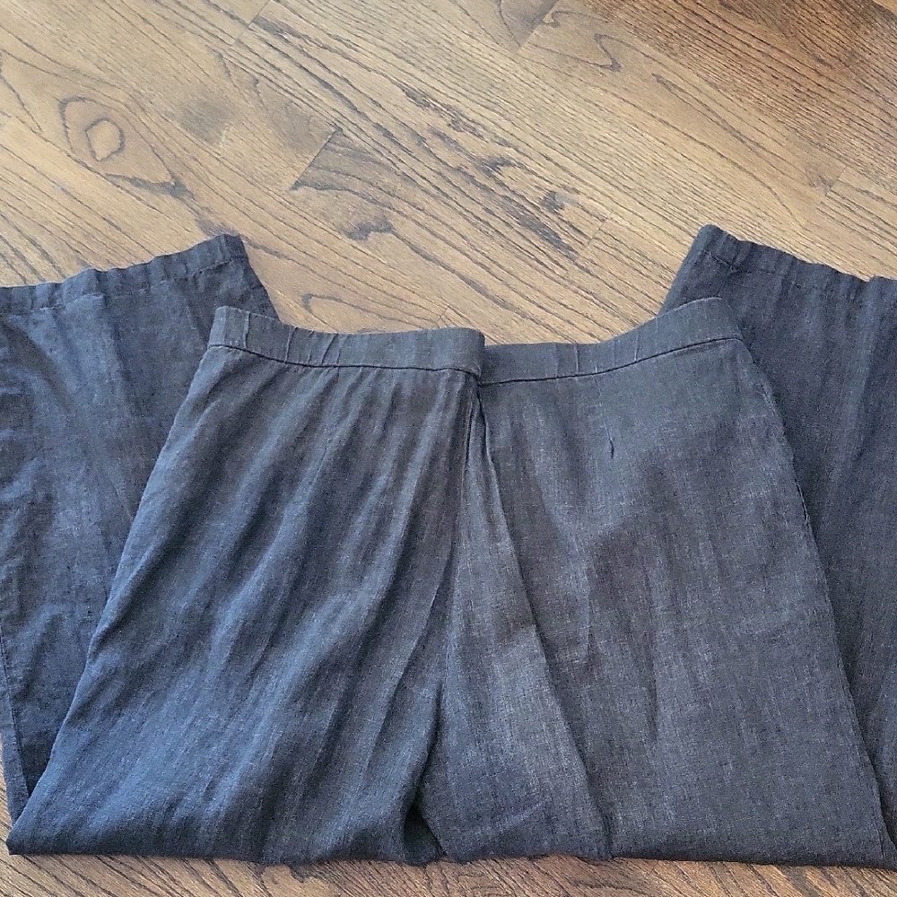 Eileen Fisher Charcoal Linen Vest and Pants Set - Picture 9 of 14